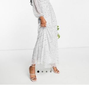 Asos frock and frill dress. Size 12. Color dove grey. Brand new no tags.